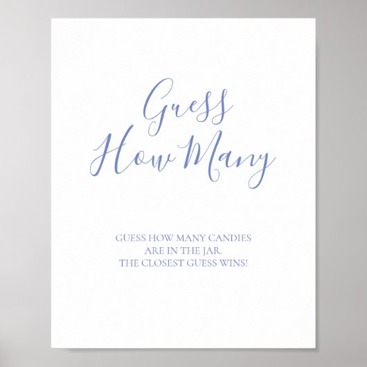 Blauwe kalligrafie Raad hoeveel kusjes poster (Voorkant)