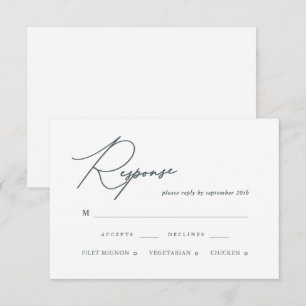 blauwe kalligrafie RSVP-kaart RSVP Kaartje
