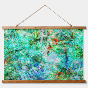 Blauwe kalmerende houten wandtapijt met Clement Hangend Wandkleed
