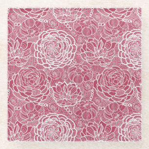 Blauwe kant blokachtergrond glazen onderzetter