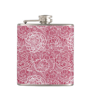 Blauwe kant blokachtergrond heupfles