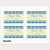 Blauwe kant grens dank je uit cadeautas rechthoekige sticker (Vel)