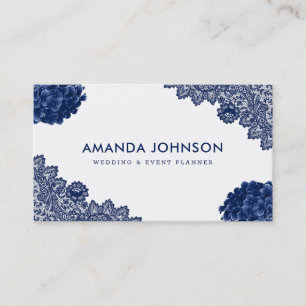 Blauwe kant Hydrangea Floral Wedding Event Planner Visitekaartje