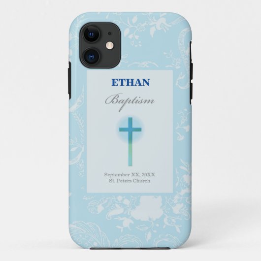 Blauwe Kant Jongens Doop Case-Mate iPhone Case (Achterkant)