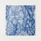 Blauwe kantstof, Afrikaans tule ontwerp. Wandkleed (Voorkant (horizontaal))