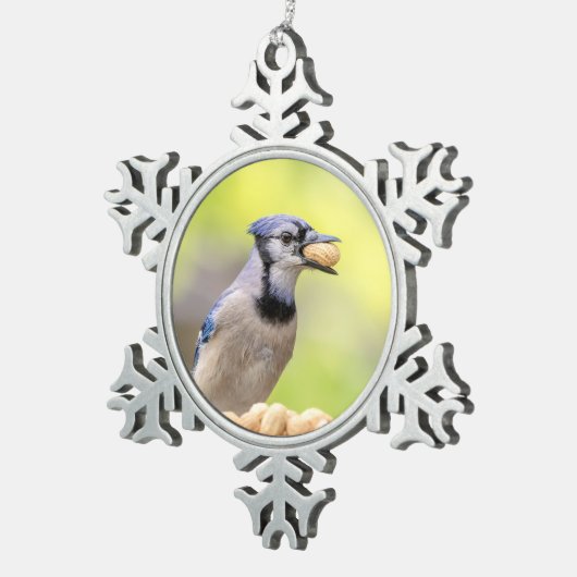 Blauwe kap met pinda's tin sneeuwvlok ornament (Rechts)