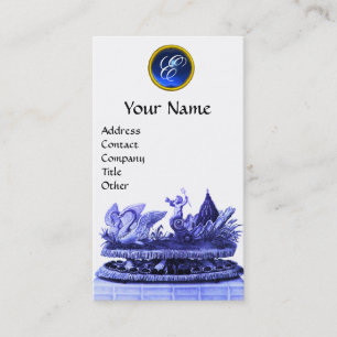 BLAUWE KARAKTER VAN ZWANEN MET KOPEN EN PASPOT VISITEKAARTJE