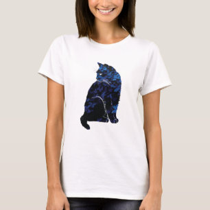 Blauwe kartonnen kat T-shirt voor vrouwen