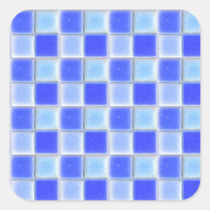 Blauwe kassa mozaïekkeramische tegels vierkante sticker
