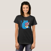 Blauwe Kat En Donuts T-shirt (Voorkant volledig)