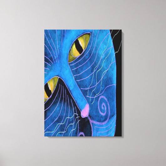 Blauwe Kat Gezicht Abstract Schilderen Canvas Afdruk (Voorkant)