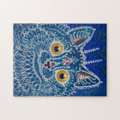 Blauwe kat  kunst puzzel legpuzzel (Horizontaal)