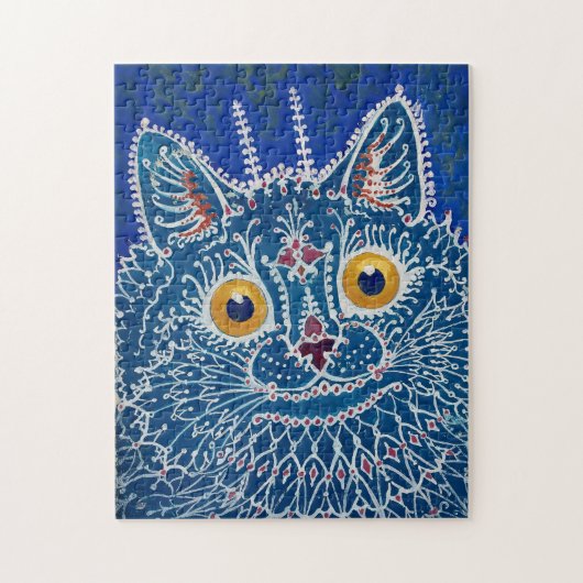 Blauwe kat  kunst puzzel legpuzzel (Verticaal)