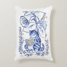 Blauwe kat lezen accent kussen