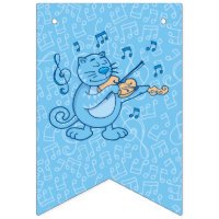 Blauwe kat met Violin Bunting Flags