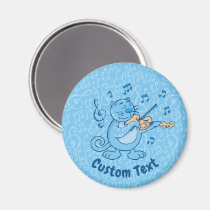 Blauwe kat met Violin Magnet Magneet