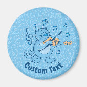 Blauwe kat met Violin Magnet Magneet (Voorkant)