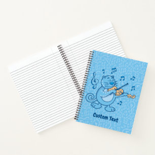 Blauwe kat met Violin Notitieboek