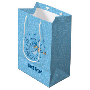 Blauwe kat met Violin Small Gift Bag Medium Cadeauzakje