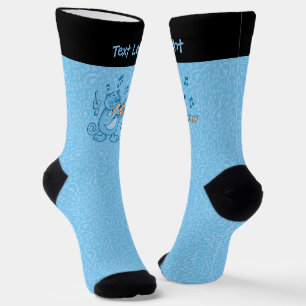 Blauwe kat met Violin Socks Sokken