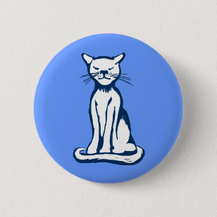 Blauwe kat ronde button 5,7 cm