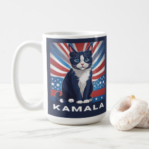 Blauwe kat voor Kamala 2024 Amerikaanse verkiezing Koffiemok