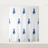 Blauwe kat witte achtergrond wandkleed (Voorkant)
