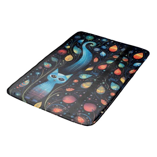 Blauwe katten badmat (Gekanteld)