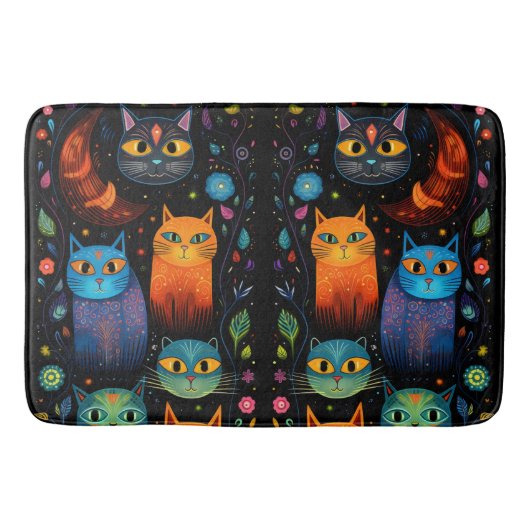 Blauwe katten badmat (Voorkant)