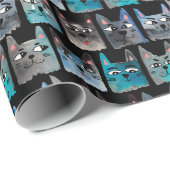 Blauwe katten cadeaupapier (Rol Hoek)