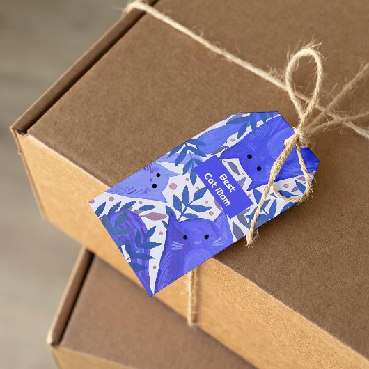 Blauwe katten en takken Beste katten Cadeaulabel