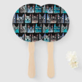 Blauwe katten handwaaier (Voorkant en achterkant)