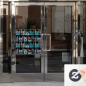 Blauwe katten raamsticker (Kantoordeur)