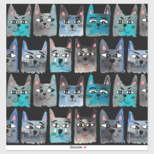 Blauwe katten sticker
