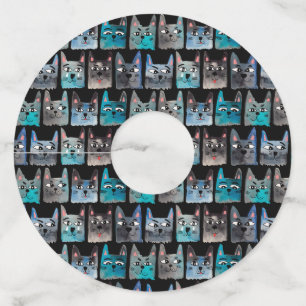 Blauwe katten wijnglaslabel