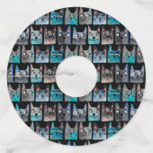 Blauwe katten wijnglaslabel (Voorkant)