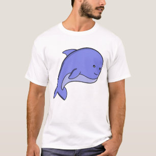 Blauwe Kawaii Dolfijn of Bruinvis Cartoon T-shirt