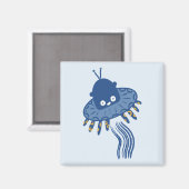 Blauwe Kawaii octopus ufo Magneet (Voorkant / Achterkant)