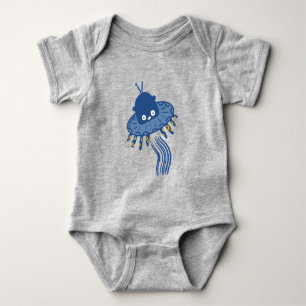 Blauwe Kawaii octopus ufo Romper