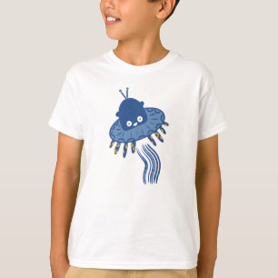 Blauwe Kawaii octopus ufo T-shirt
