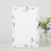 Blauwe keel briefpapier (Staand voorkant)