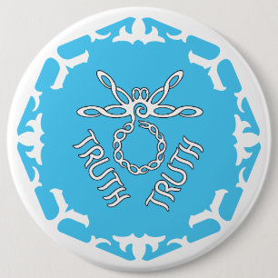 Blauwe Keel Chakra "Waarheid" Libel Witte BG Ronde Button 6,0 Cm