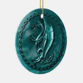 Blauwe Keltische draak Keramisch Ornament (Rechts)