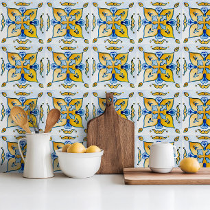 Blauwe keramische tegel met mediterrane handbeschi tegeltje