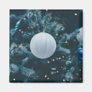 Blauwe kerst Bauble Magneet