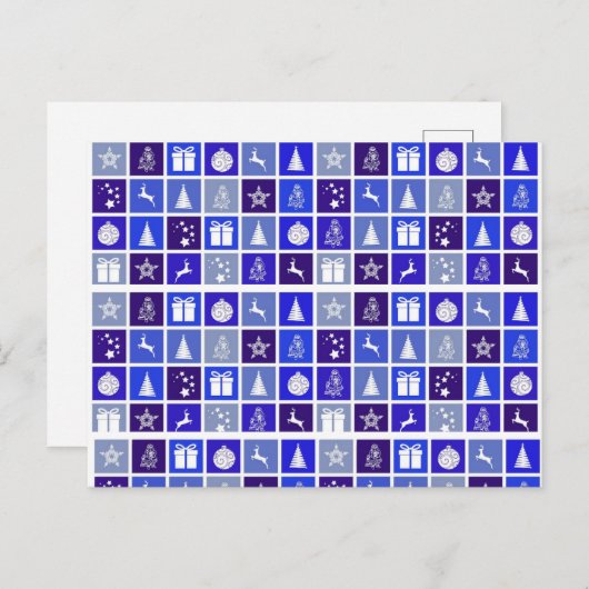 Blauwe kerst briefkaart (Voorkant / Achterkant)