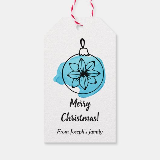 Blauwe kerst cadeaulabel (Achterkant)