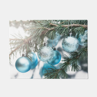 Blauwe kerst deurmat
