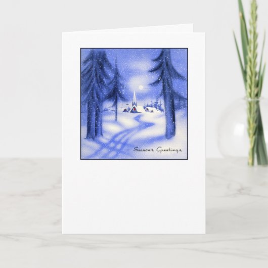 Blauwe kerst feestdagen kaart (Voorkant)