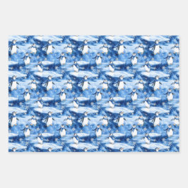 Blauwe kerst inpakpapier vel